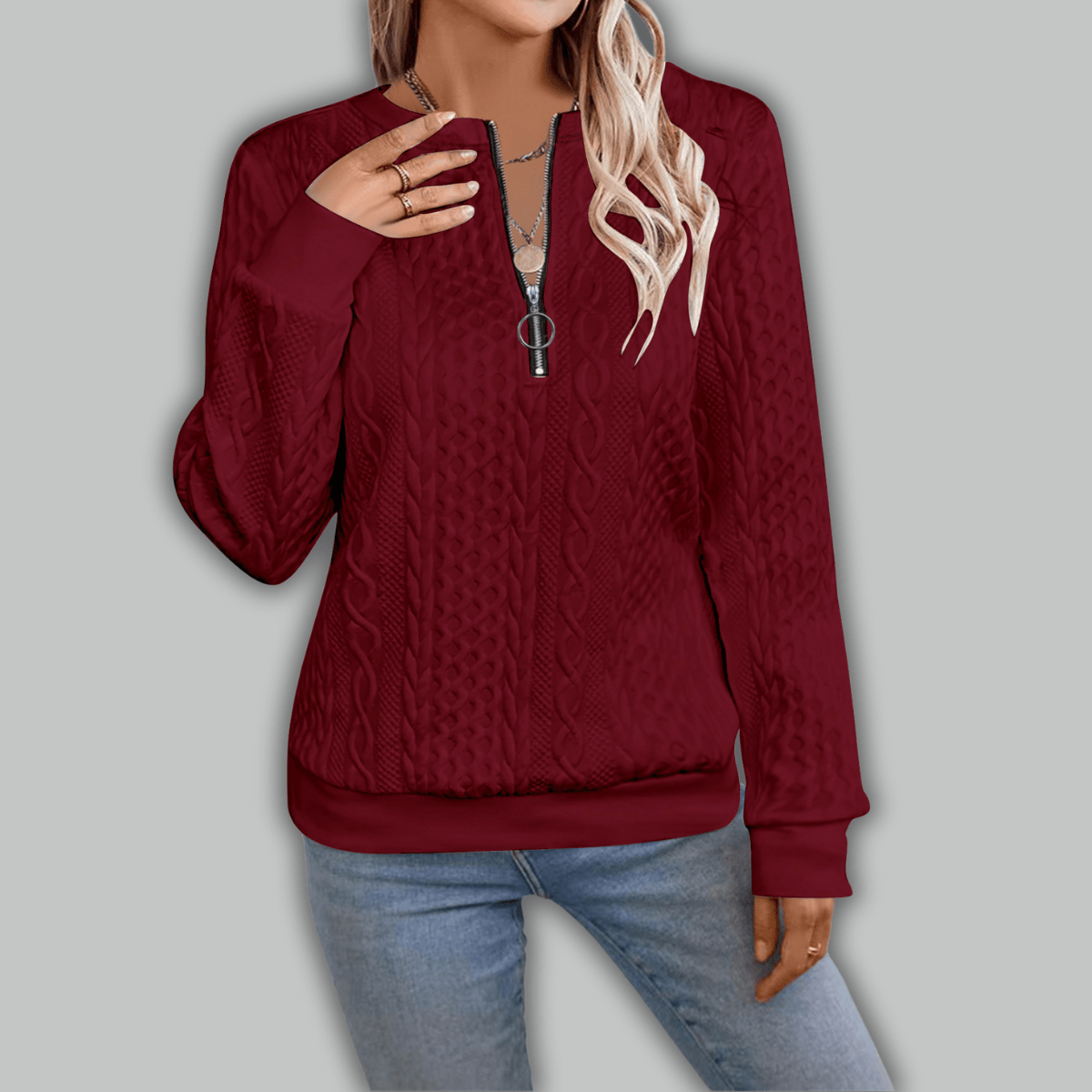 Aada | Stilvoller Reißverschluss - Strickpullover mit Komfort - Livezo
