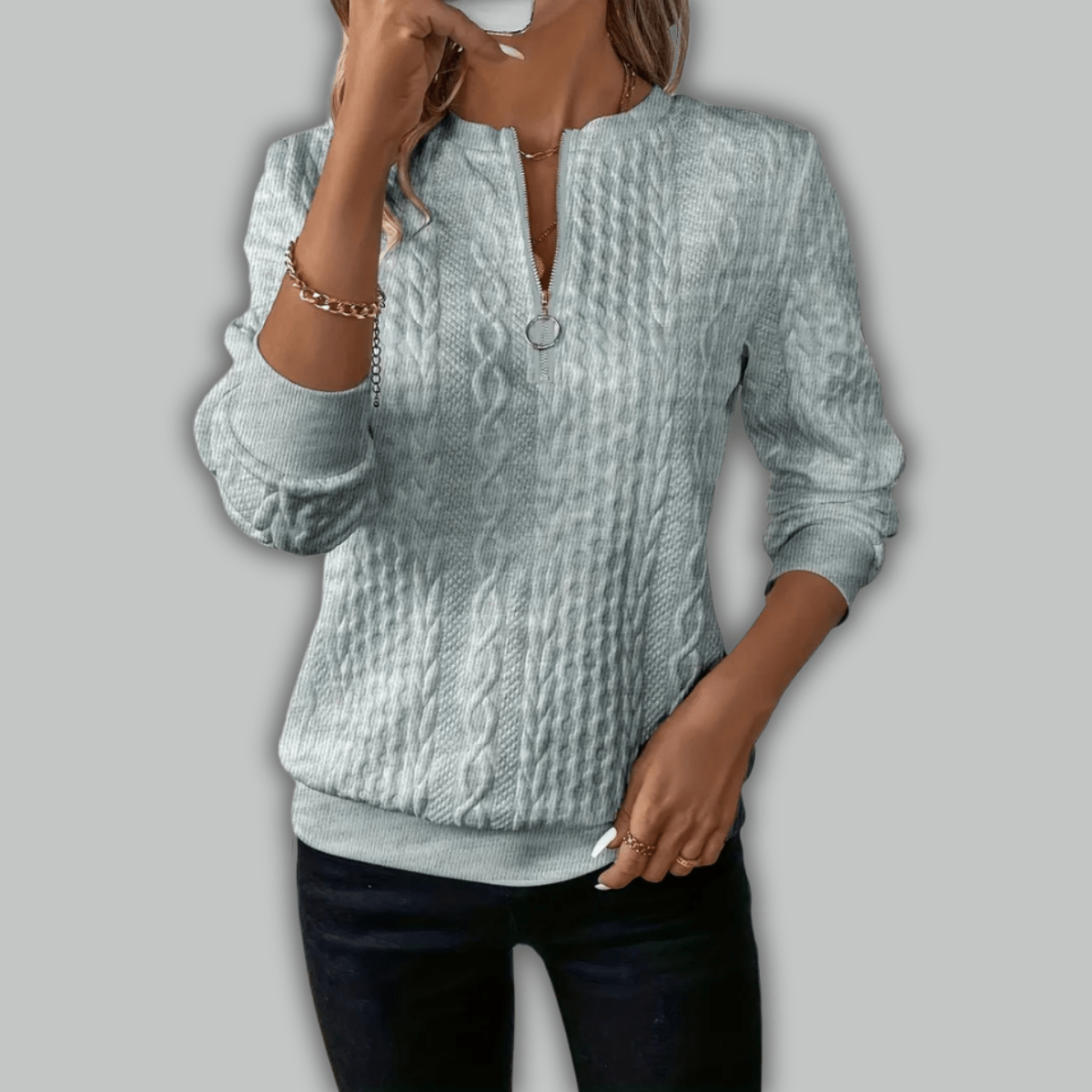 Aada | Stilvoller Reißverschluss - Strickpullover mit Komfort - Livezo