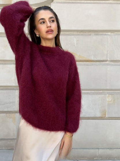 Gemütlicher weicher Mohair-Strickpullover