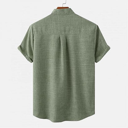 Airy Summer Shirt with Stand - up Collar for Men - Harren Cole
