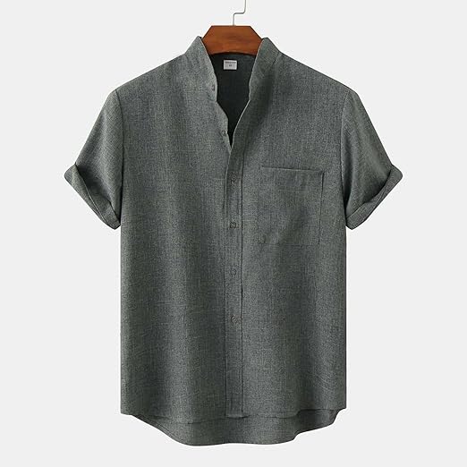 Airy Summer Shirt with Stand - up Collar for Men - Harren Cole