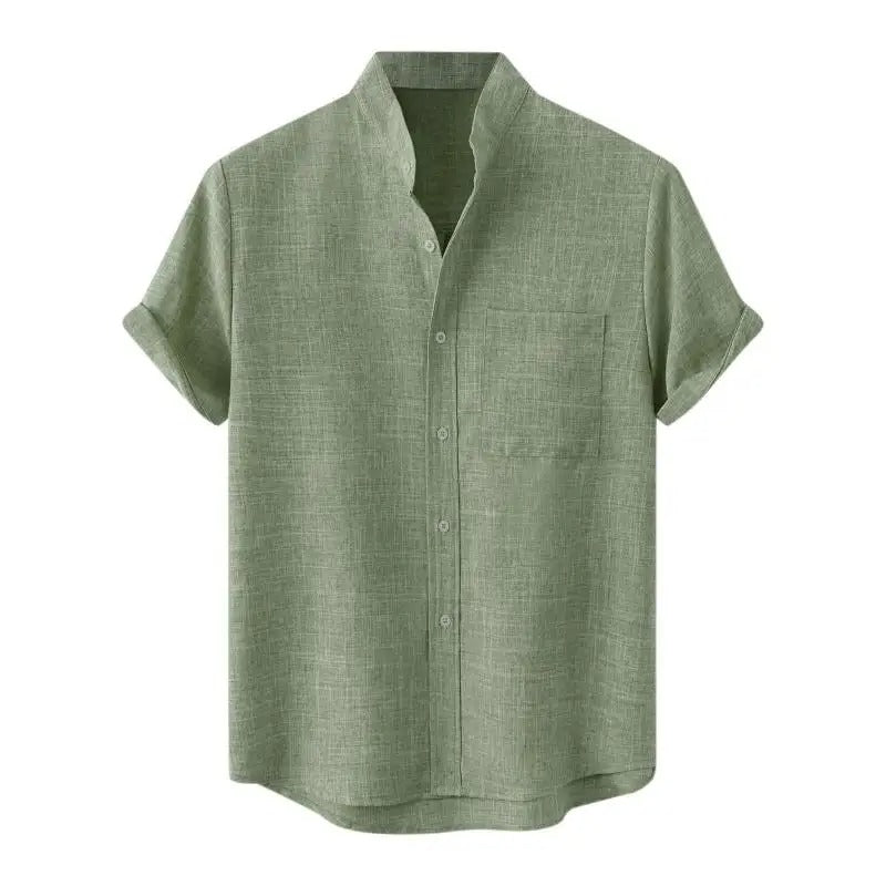 Airy Summer Shirt with Stand - up Collar for Men - Harren Cole