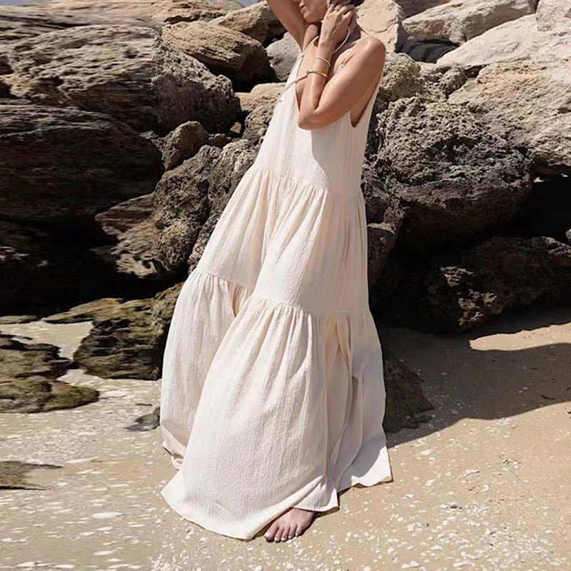 Arielle | Mühelos glamouröses Maxikleid mit tiefem V - Ausschnitt - Livezo