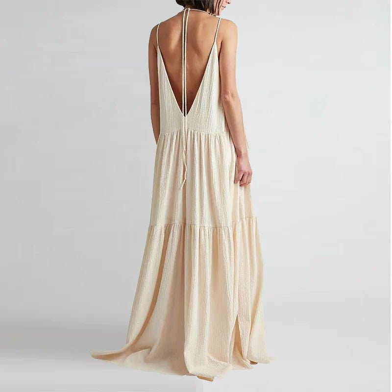Arielle | Mühelos glamouröses Maxikleid mit tiefem V - Ausschnitt - Livezo