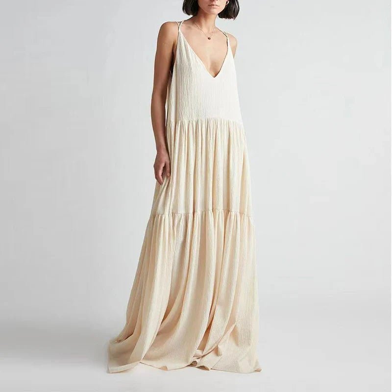 Arielle | Mühelos glamouröses Maxikleid mit tiefem V - Ausschnitt - Livezo