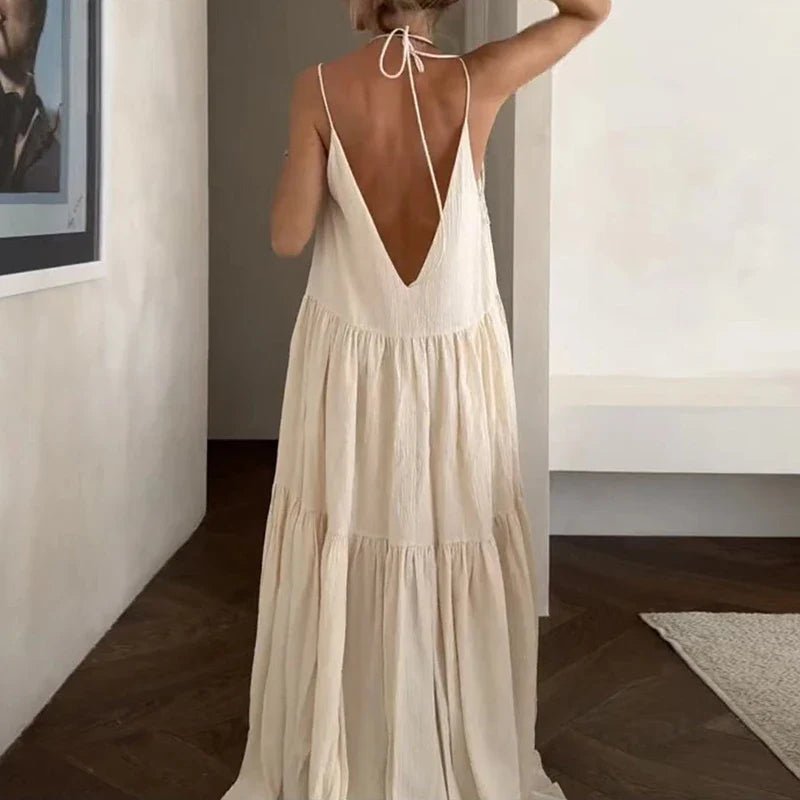 Arielle | Mühelos glamouröses Maxikleid mit tiefem V - Ausschnitt - Livezo