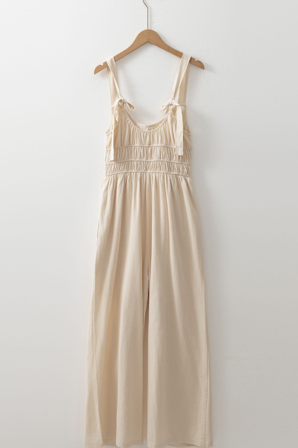 Ärmelloser Jumpsuit mit gerafftem Oberteil und weitem Bein für Damen - Livezo