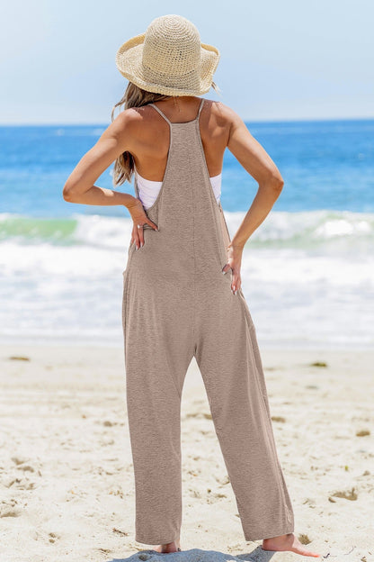 Ärmelloser Jumpsuit mit Rundhalsausschnitt und Schrittnaht - Livezo
