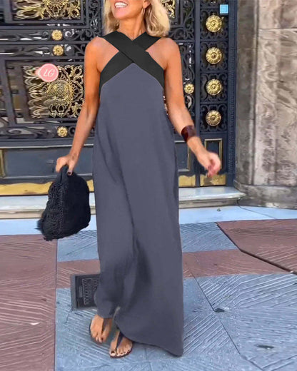Ärmelloses Cross - Halter - Kleid mit geformter Silhouette - Livezo