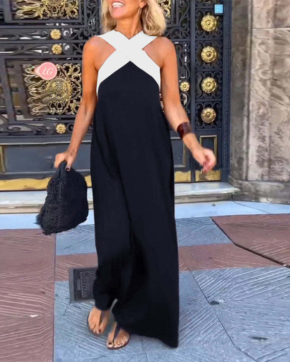 Ärmelloses Cross - Halter - Kleid mit geformter Silhouette - Livezo