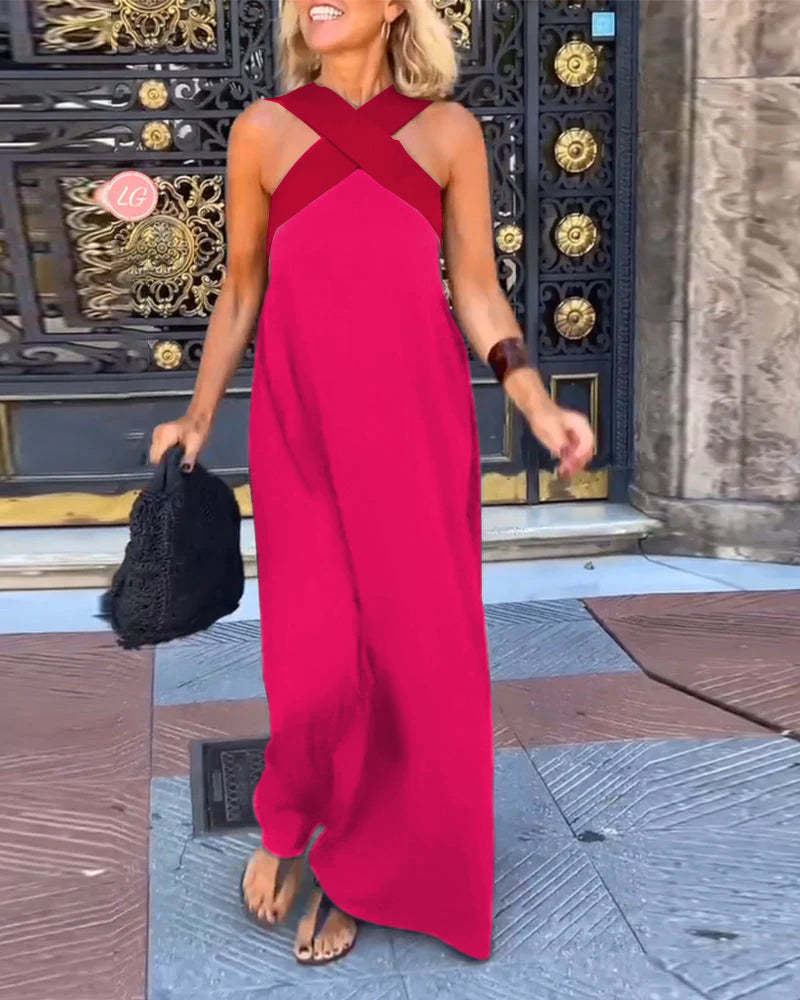 Ärmelloses Cross - Halter - Kleid mit geformter Silhouette - Livezo