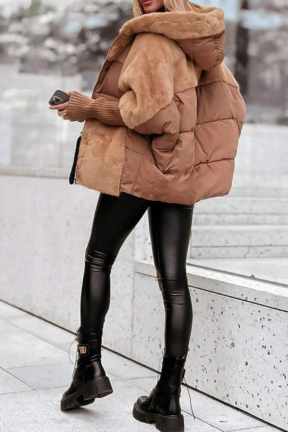 Aurora Damen Winter Mehrfarbige Kapuzen Thermojacke - Livezo