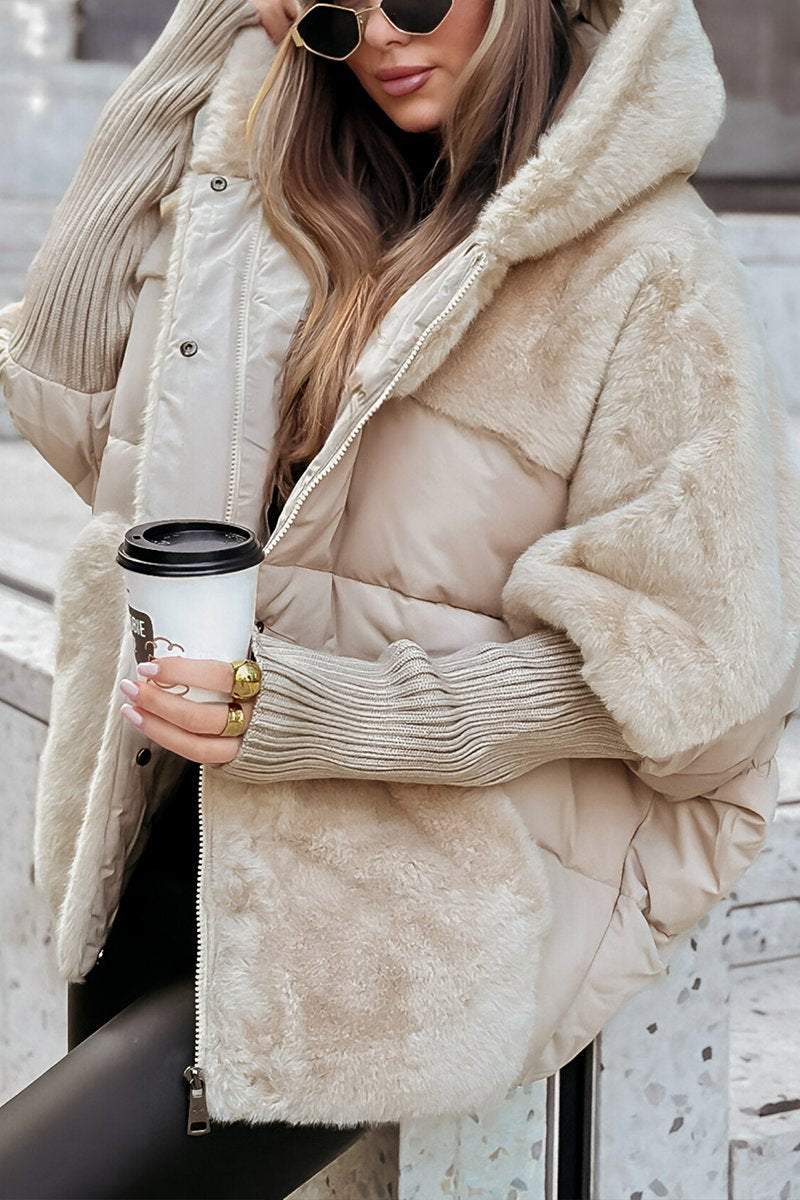 Aurora Damen Winter Mehrfarbige Kapuzen Thermojacke - Livezo