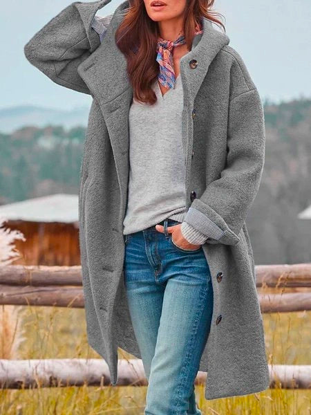 Verena - Damen Herbst Winter Warm Wind Jacke Plain Pea mit Taschen Stylish Jacke