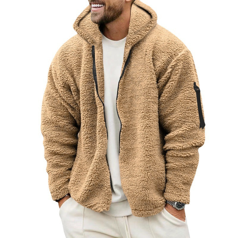 Ben - Herren Fleece-Teddy-Jacke mit Kapuze und Reißverschluss