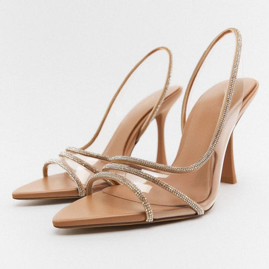 Elegante Slingback-Sandalen mit spitzer Spitze und hohem Absatz