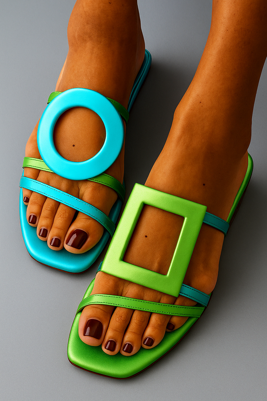 Colorblock Offene Zehen Freizeit-Sandalen