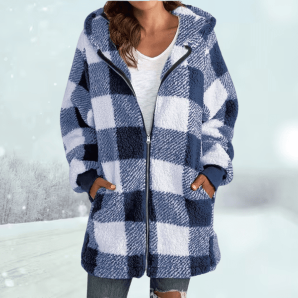 Beate - Gemütliche karierte Winterjacke mit Kapuze - Livezo