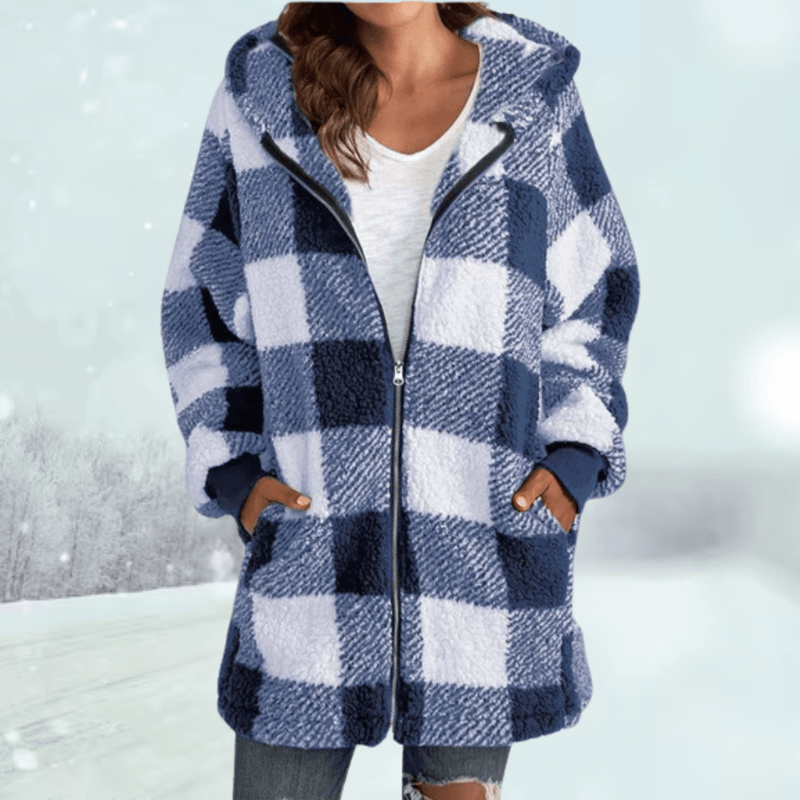 Beate - Gemütliche karierte Winterjacke mit Kapuze - Livezo