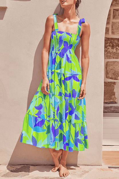 Bedrucktes Trägerkleid mit Patchwork im urbanen Stil - Livezo