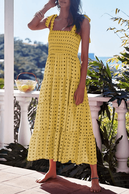 Bedrucktes Trägerkleid mit Patchwork im urbanen Stil - Livezo