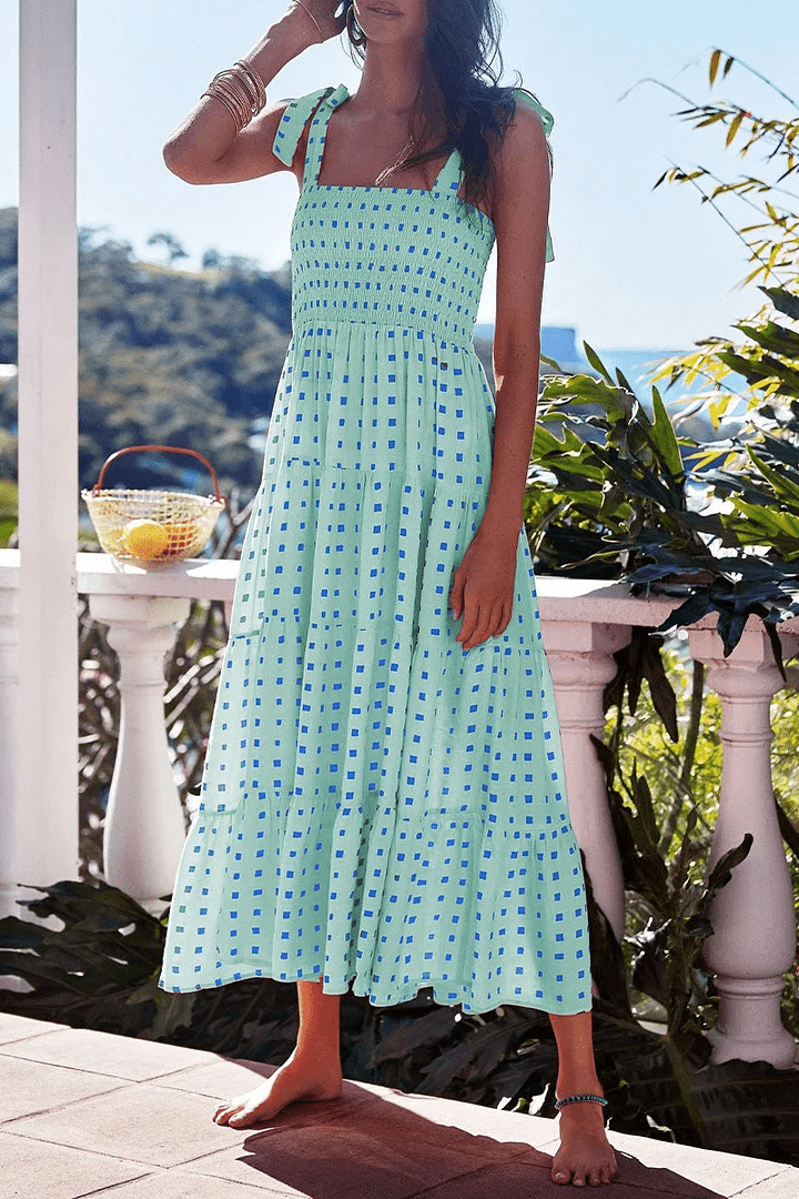 Bedrucktes Trägerkleid mit Patchwork im urbanen Stil - Livezo