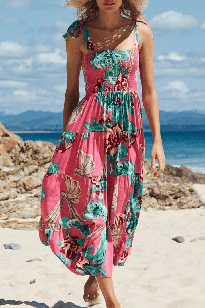 Bedrucktes Trägerkleid mit Patchwork im urbanen Stil - Livezo