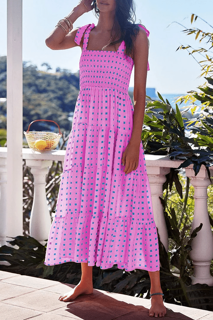 Bedrucktes Trägerkleid mit Patchwork im urbanen Stil - Livezo