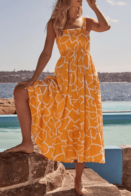Bedrucktes Trägerkleid mit Patchwork im urbanen Stil - Livezo