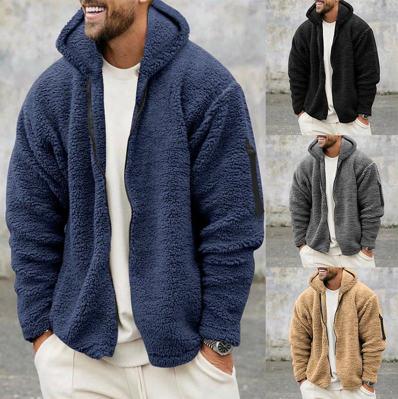 Ben - Herren Fleece - Teddy - Jacke mit Kapuze und Reißverschluss - Livezo