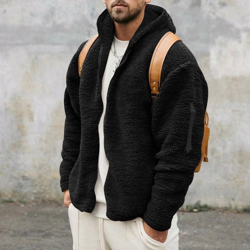 Ben - Herren Fleece - Teddy - Jacke mit Kapuze und Reißverschluss - Livezo