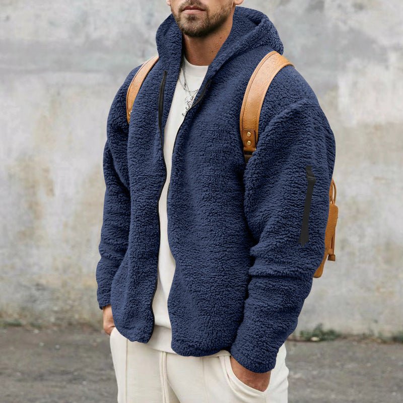 Ben - Herren Fleece - Teddy - Jacke mit Kapuze und Reißverschluss - Livezo