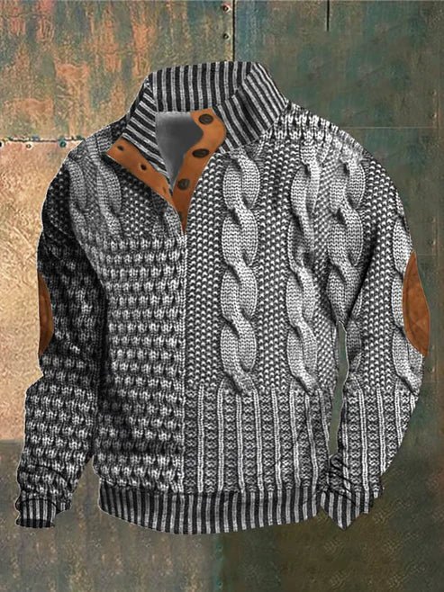 Ben - Lässiges Sweatshirt mit Retro - Druck und Knopfleiste - Livezo