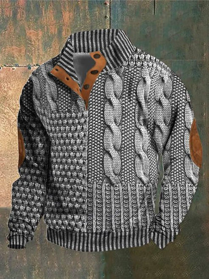 Ben - Lässiges Sweatshirt mit Retro - Druck und Knopfleiste - Livezo