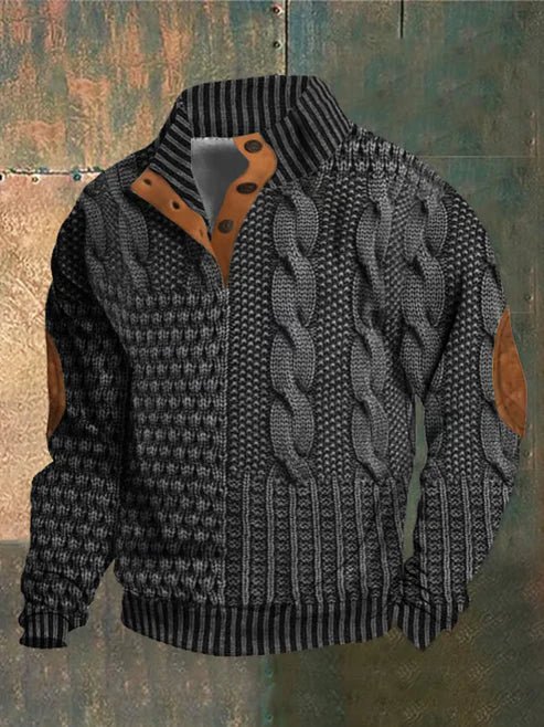 Ben - Lässiges Sweatshirt mit Retro - Druck und Knopfleiste - Livezo