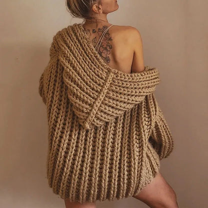 Bequemer, locker gestrickter Hoodie - Pullover für legere Lagenlooks - Livezo