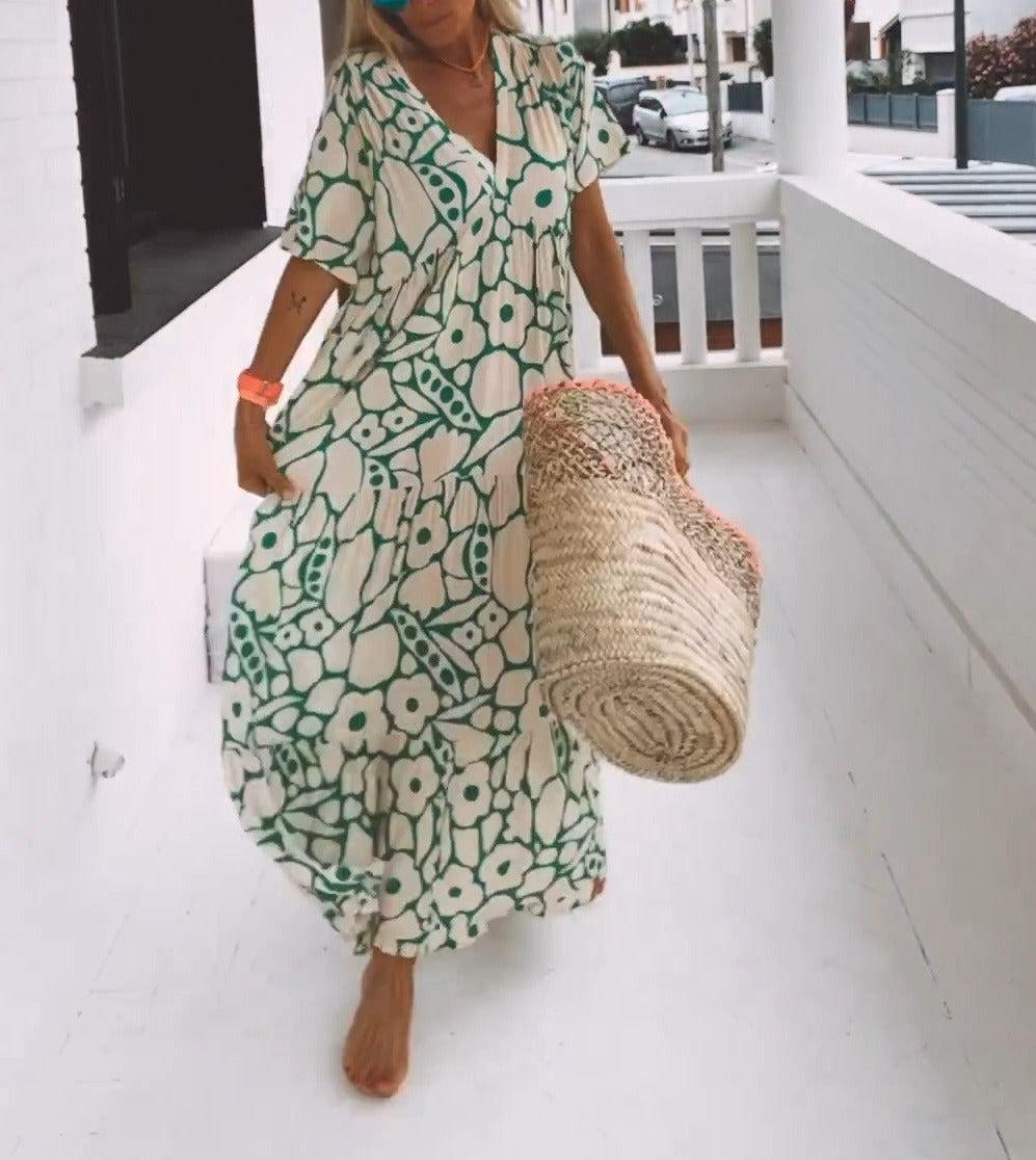 Bequemes Maxikleid mit kurzen Ärmeln für Damen - Livezo
