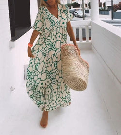 Bequemes Maxikleid mit kurzen Ärmeln für Damen - Livezo