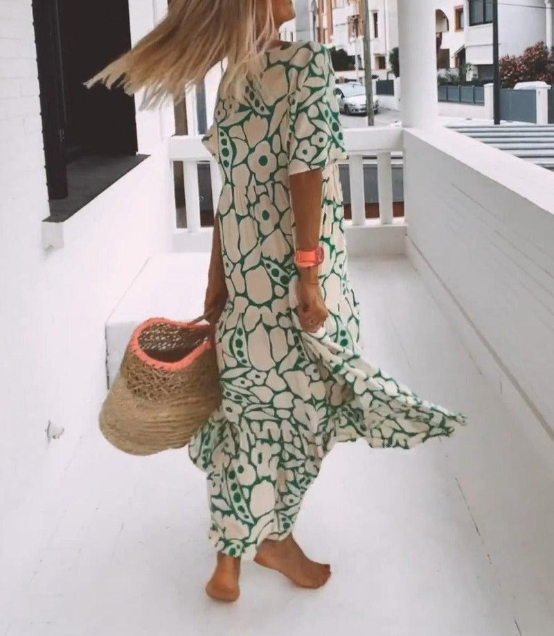 Bequemes Maxikleid mit kurzen Ärmeln für Damen - Livezo