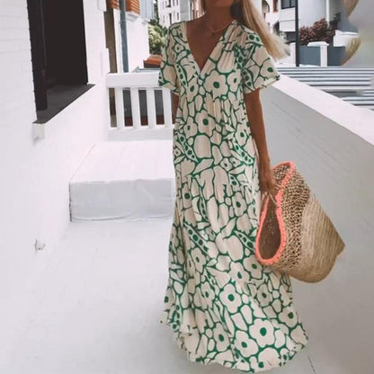 Bequemes Maxikleid mit kurzen Ärmeln für Damen - Livezo