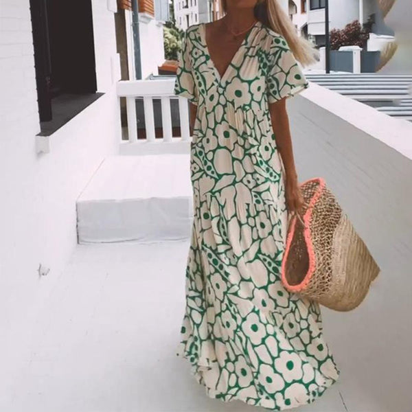 Bequemes Maxikleid mit kurzen Ärmeln für Damen - Livezo