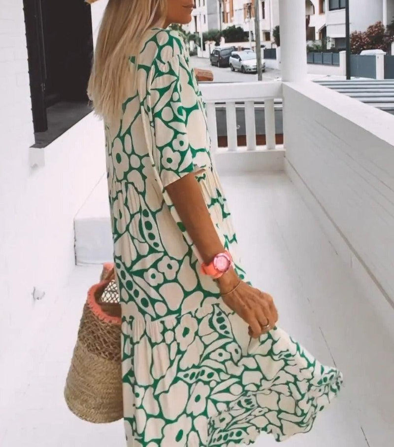Bequemes Maxikleid mit kurzen Ärmeln für Damen - Livezo