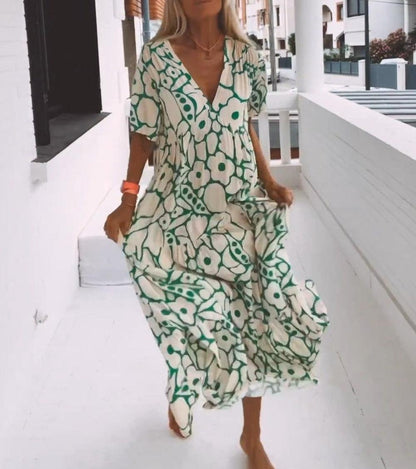 Bequemes Maxikleid mit kurzen Ärmeln für Damen - Livezo