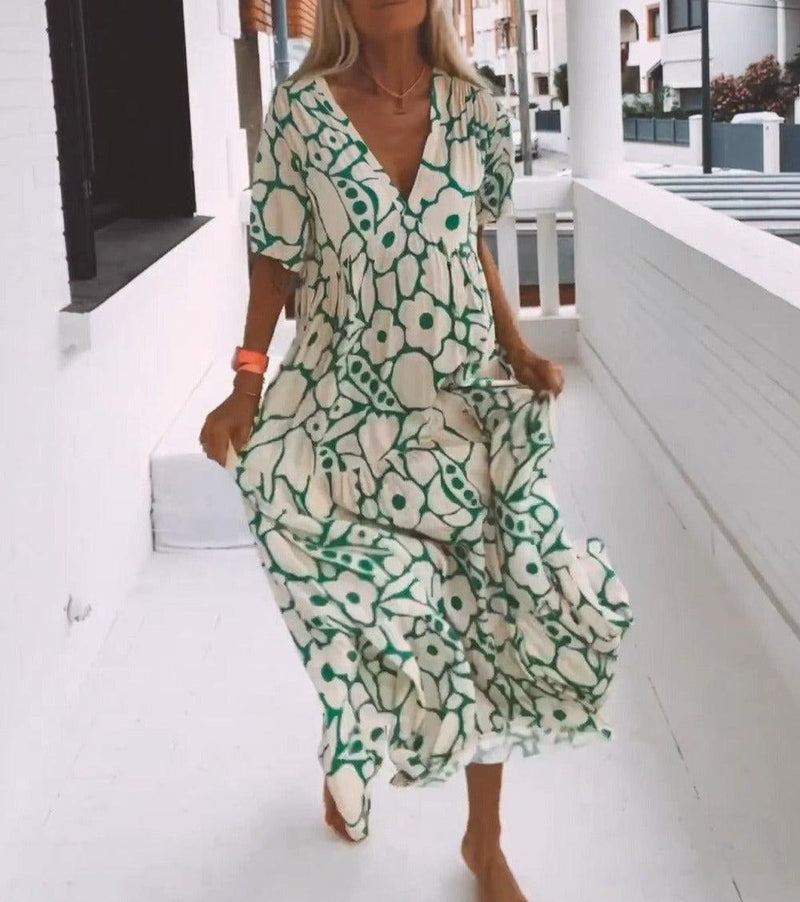 Bequemes Maxikleid mit kurzen Ärmeln für Damen - Livezo