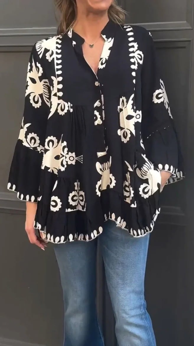 Boho Ruffle Top - Mühelose Boho - Vibes mit unserem schicken Rüschen - Top! ✨🌿 - Livezo