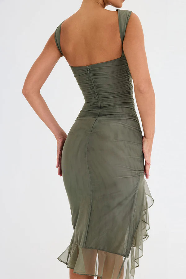 Midi-Kleid mit Rüschen für Damen