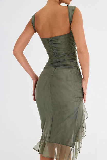 Midi-Kleid mit Rüschen für Damen