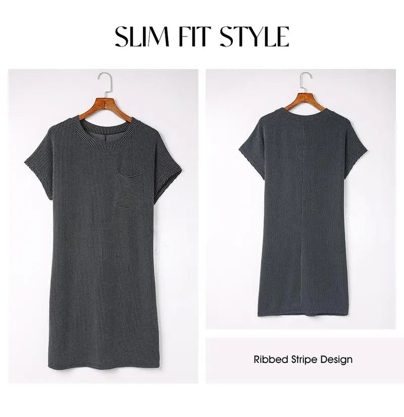 Ribbed Tee Dress -Streifen, Stretch und echter Stil