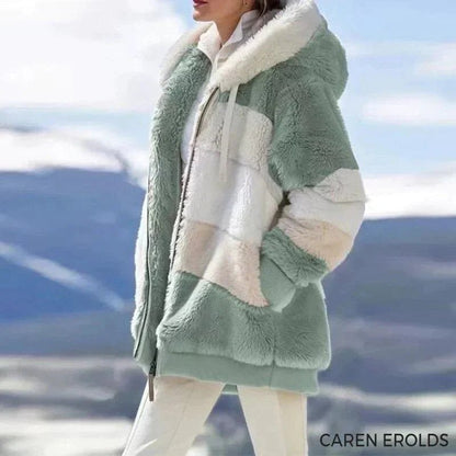 Cäcilia - Kuschelige Tweed - Kapuzenjacke mit Plüsch - Woll - Futter - Livezo