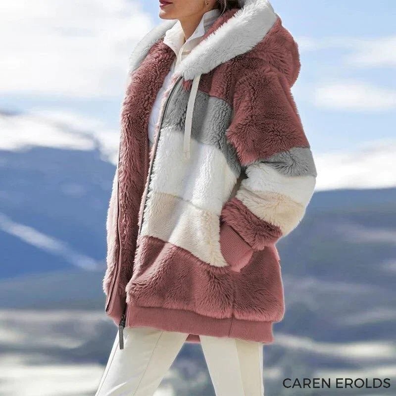 Cäcilia - Kuschelige Tweed - Kapuzenjacke mit Plüsch - Woll - Futter - Livezo